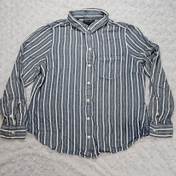 Banana Republic Tops - Nautial Style Blue and White Striped Classic Fit Womens Medium Button Down Banan